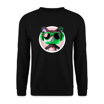 Cat Glasses Turntable DJ Disco Club Headphones - Unisex Sweatshirt - black - Front - Alina (178cm) & Michal (187cm)