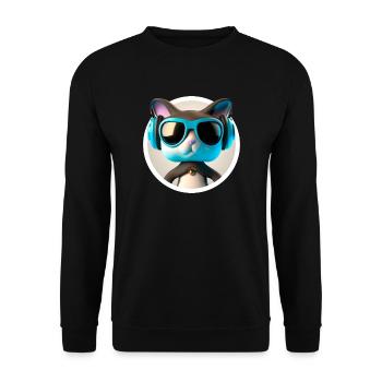 Cat Glasses Turntable DJ Disco Club Headphones - Unisex Sweatshirt - black - Front - Alina (178cm) & Michal (187cm)
