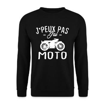 J'peux pas j'ai moto cadeau - Sweat-shirt Unisexe - noir - Devant - Alina (178cm) & Michal (187cm)