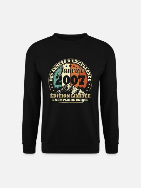 Vintage cadeau d'anniversaire née en janvier 2007 - Sweat-shirt Unisexe - noir