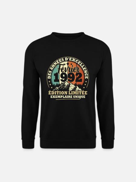 Vintage cadeau d'anniversaire née en Février 1992 - Sweat-shirt Unisexe - noir