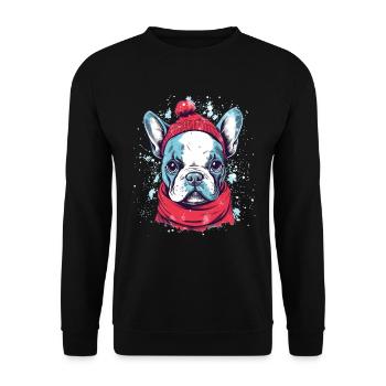 Noël du bouledogue français - Sweat-shirt Unisexe - noir - Devant - Alina (178cm) & Michal (187cm)