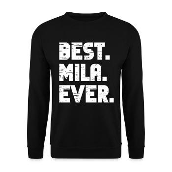 Best Mila Ever Retro Geschenk Spruch Geburtstag - Unisex Pullover - Schwarz - Vorne - Alina (178cm) & Michal (187cm)