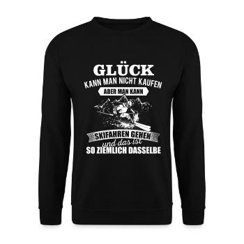 Glück Ski fahren Skier - Unisex Pullover - Schwarz - Vorne - Alina (178cm) & Michal (187cm)