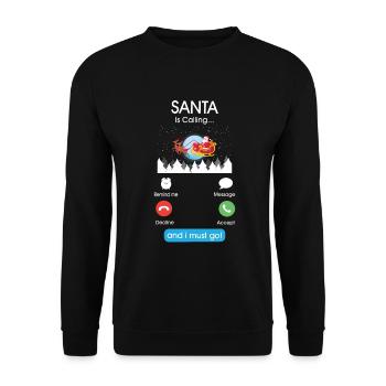 Der Weihnachtsmann ruft und ich muss gehen - Unisex Pullover - Schwarz - Vorne - Alina (178cm) & Michal (187cm)