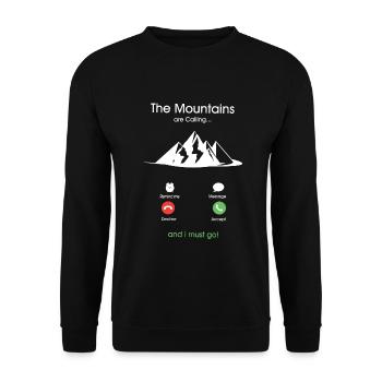 Die Berge rufen und ich muss gehen. - Unisex Pullover - Schwarz - Vorne - Alina (178cm) & Michal (187cm)