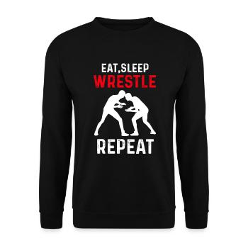 Eat Sleep Wrestle Repeat Wrestling - Unisex Sweatshirt - black - Front - Alina (178cm) & Michal (187cm)
