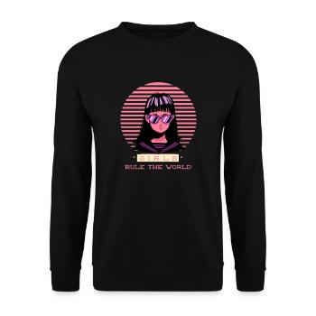 GIRLS RULE THE WORLD - Unisex Sweatshirt - black - Front - Alina (178cm) & Michal (187cm)