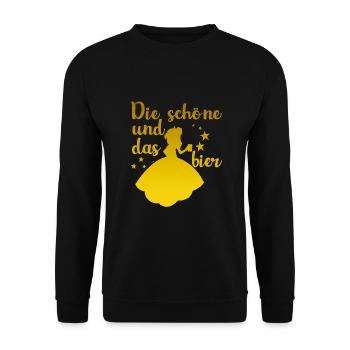 Die Schöne Und Das Bier Tailliertes Für Damen Und - Unisex Pullover - Schwarz - Vorne - Alina (178cm) & Michal (187cm)