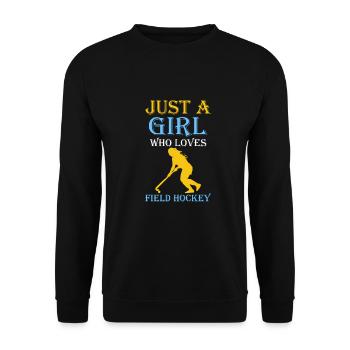 Feldhockey Fieldhockey Hockey Mädchen Geschenk - Unisex Pullover - Schwarz - Vorne - Alina (178cm) & Michal (187cm)