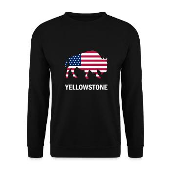 Yellowstone bison buffalo American flag - Unisex Sweatshirt - black - Front - Alina (178cm) & Michal (187cm)