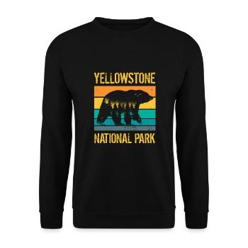 Jahrgangsbär des Yellowstone-Nationalparks - Unisex Pullover - Schwarz - Vorne - Alina (178cm) & Michal (187cm)
