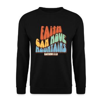 Glaube kann Berge versetzen christliche Verse - Unisex Pullover - Schwarz - Vorne - Alina (178cm) & Michal (187cm)
