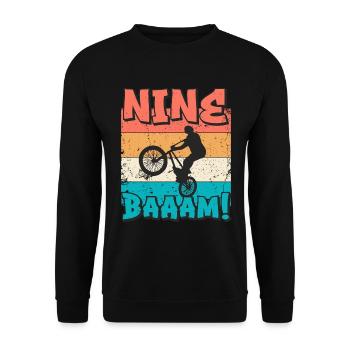 9. Geburtstag Bmx 9 Jahre Geschenk - Unisex Pullover - Schwarz - Vorne - Alina (178cm) & Michal (187cm)