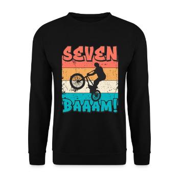 7. Geburtstag Bmx 7 Jahre Geschenk - Unisex Pullover - Schwarz - Vorne - Alina (178cm) & Michal (187cm)