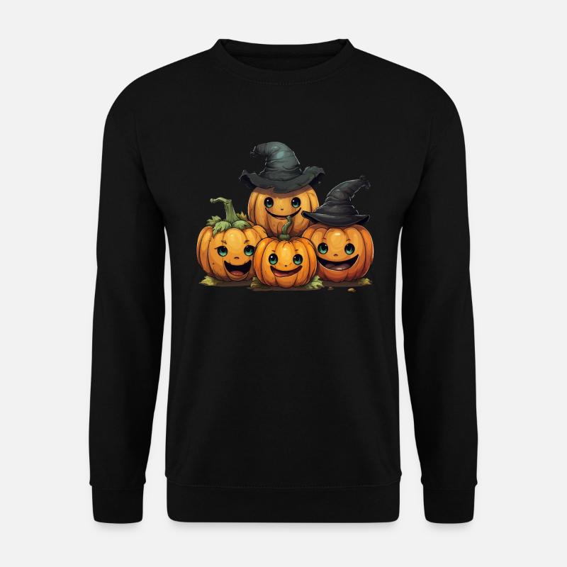 Kürbisse mit Hexenhut Kostüm Halloween - Unisex Pullover - Schwarz
