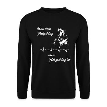 Pferde T Shirt - Unisex Pullover - Schwarz - Vorne - Alina (178cm) & Michal (187cm)