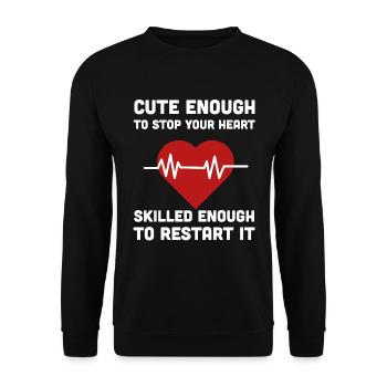 Fréquence cardiaque de fréquence cardiaque du cœur de l'infirmière - Sweat-shirt Unisexe - noir - Devant - Alina (178cm) & Michal (187cm)