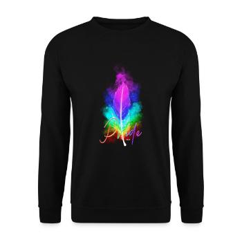 Gay Pride Rainbow Unice Feather lgbt - Unisex Pullover - Schwarz - Vorne - Alina (178cm) & Michal (187cm)