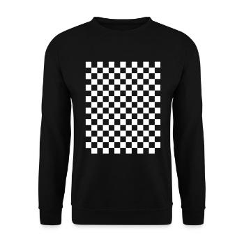 schachbrett - Ska - Unisex Pullover - Schwarz - Vorne - Alina (178cm) & Michal (187cm)