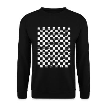 échiquier grunged - Sweat-shirt Unisexe - noir - Devant - Alina (178cm) & Michal (187cm)