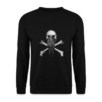 Crâne avec masque facial - tissu - corona; Bikers - Sweat-shirt Unisexe - noir - Devant - Alina (178cm) & Michal (187cm)