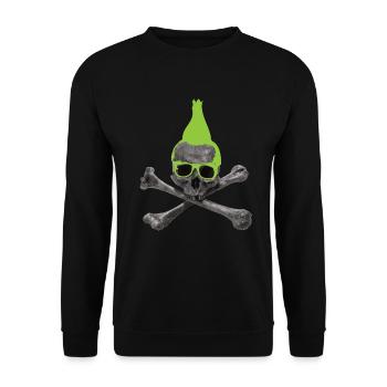 Punk Skull - Irokese Punkrock Totenkopf Shirt - Unisex Pullover - Schwarz - Vorne - Alina (178cm) & Michal (187cm)