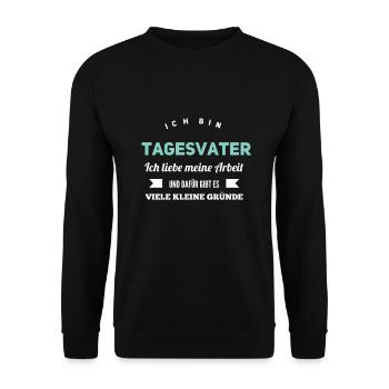Tagesvater Geschenk Abschiedsgeschenk Spruch - Unisex Pullover - Schwarz - Vorne - Alina (178cm) & Michal (187cm)