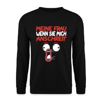 ehefrau ehemann spruch lustig - Unisex Pullover - Schwarz - Vorne - Alina (178cm) & Michal (187cm)