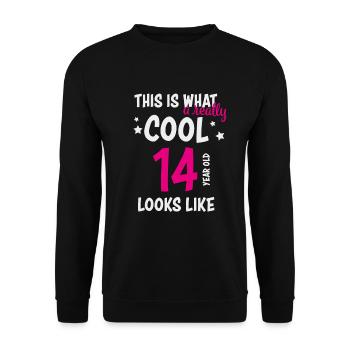 14e anniversaire 14 ans cadeau - Sweat-shirt Unisexe - noir - Devant - Alina (178cm) & Michal (187cm)