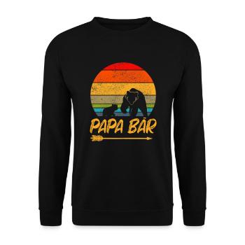 Papa Bär Vatertag Geburtstag Geschenk Geschenke - Unisex Pullover - Schwarz - Vorne - Alina (178cm) & Michal (187cm)