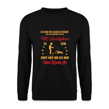 RC Car Ferngesteuerte Modellbau Autos - Unisex Pullover - Schwarz - Vorne - Alina (178cm) & Michal (187cm)