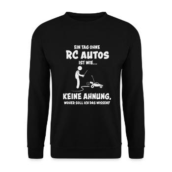 RC Car Ferngesteuerte Modellbau Autos - Unisex Pullover - Schwarz - Vorne - Alina (178cm) & Michal (187cm)