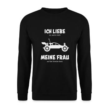 RC Car Ferngesteuerte Modellbau Autos - Unisex Pullover - Schwarz - Vorne - Alina (178cm) & Michal (187cm)