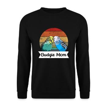 Budgie Mom Design with Budgerigars - Unisex Sweatshirt - black - Front - Alina (178cm) & Michal (187cm)