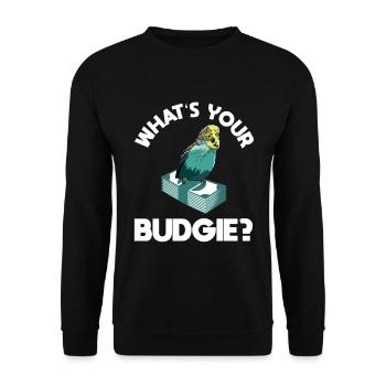 Quel est votre budget Budgie Design avec Budgie - Sweat-shirt Unisexe - noir - Devant - Alina (178cm) & Michal (187cm)