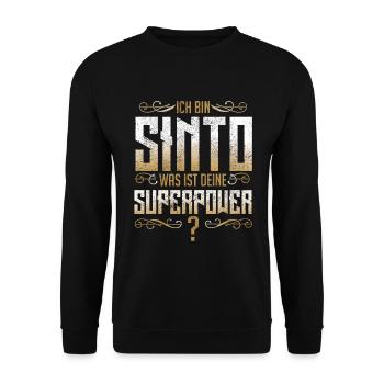 Sinto Sinti Herkunft Design - Unisex Pullover - Schwarz - Vorne - Alina (178cm) & Michal (187cm)