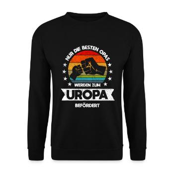 Uropa Geschenk - Unisex Pullover - Schwarz - Vorne - Alina (178cm) & Michal (187cm)
