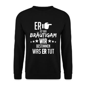Junggesellenabschied - Unisex Pullover - Schwarz - Vorne - Alina (178cm) & Michal (187cm)