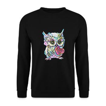 hibou - Sweat-shirt Unisexe - noir - Devant - Alina (178cm) & Michal (187cm)