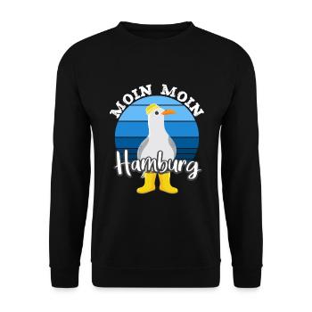 Moin Moin Hamburg - Unisex Pullover - Schwarz - Vorne - Alina (178cm) & Michal (187cm)