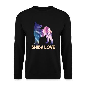 Shiba love | Shiba inu - Unisex Sweatshirt - black - Front - Alina (178cm) & Michal (187cm)