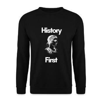 Professeur d'histoire - histoire des matières scolaires - Sweat-shirt Unisexe - noir - Devant - Alina (178cm) & Michal (187cm)
