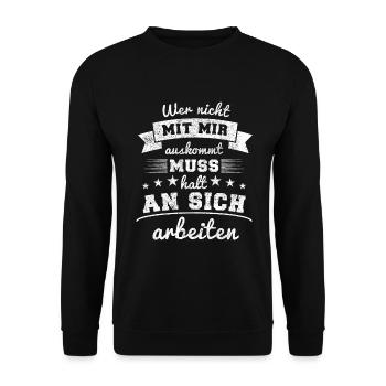 Lustiger Spruch - Unisex Pullover - Schwarz - Vorne - Alina (178cm) & Michal (187cm)