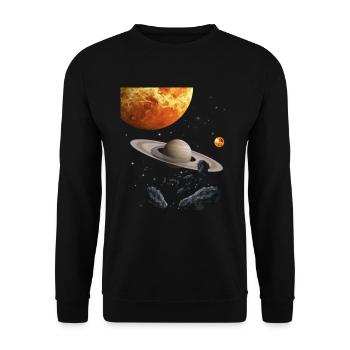 Weltraum - Unisex Pullover - Schwarz - Vorne - Alina (178cm) & Michal (187cm)