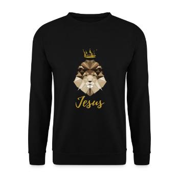 Jesus Löwe von Juda - Unisex Pullover - Schwarz - Vorne - Alina (178cm) & Michal (187cm)