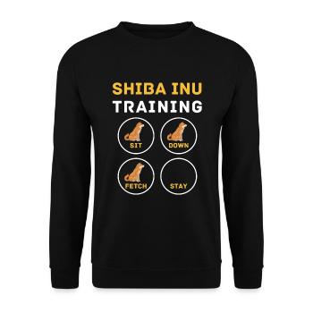 Funny Shiba Inu training - Unisex Sweatshirt - black - Front - Alina (178cm) & Michal (187cm)