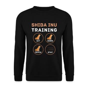 Funny Shiba Inu training - Unisex Sweatshirt - black - Front - Alina (178cm) & Michal (187cm)
