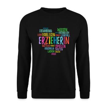 Kindergärtnerin Erzieherin Herz Geschenk - Unisex Pullover - Schwarz - Vorne - Alina (178cm) & Michal (187cm)