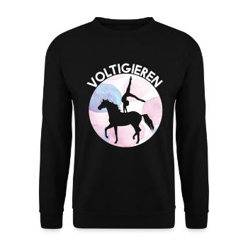 Voltigieren Pferd - Kunst Schön - Unisex Pullover - Schwarz - Vorne - Alina (178cm) & Michal (187cm)